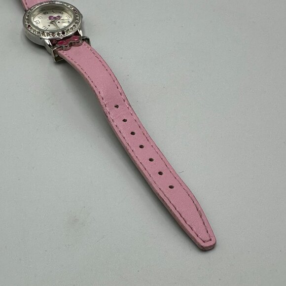 3/$30 Sanrio Hello Kitty Watch Girls Silver Tone Crystal Bezel Pink Band - Picture 6 of 13